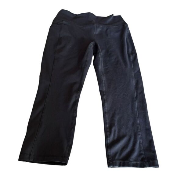 Reebok Black Cropped Athletic Leggings Size L - Picture 1 of 3